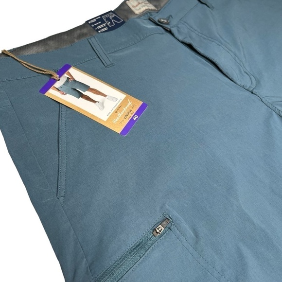 NWT WEATHERPROOF VINTAGE Men's Nylon Stretch Trail Shorts Greyish Blue Size 40 - Picture 7 of 16